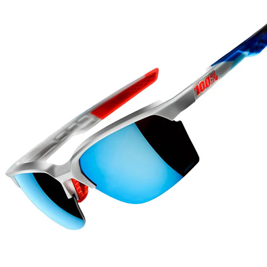 SPORTCOUPE  - Polished White / Geo Print & HiPER Blue Multilayer Mirror Lens