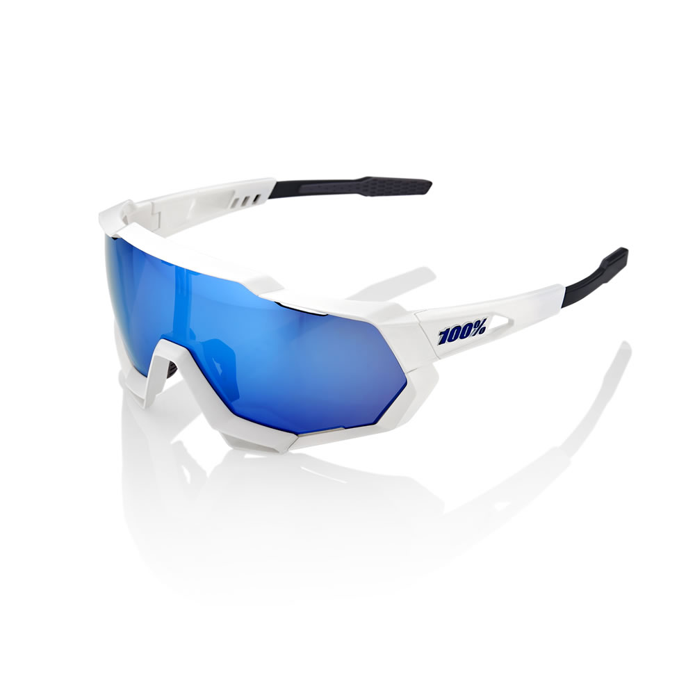 SPEEDTRAP - Matte White / HiPER Blue Multilayer Mirror Lens