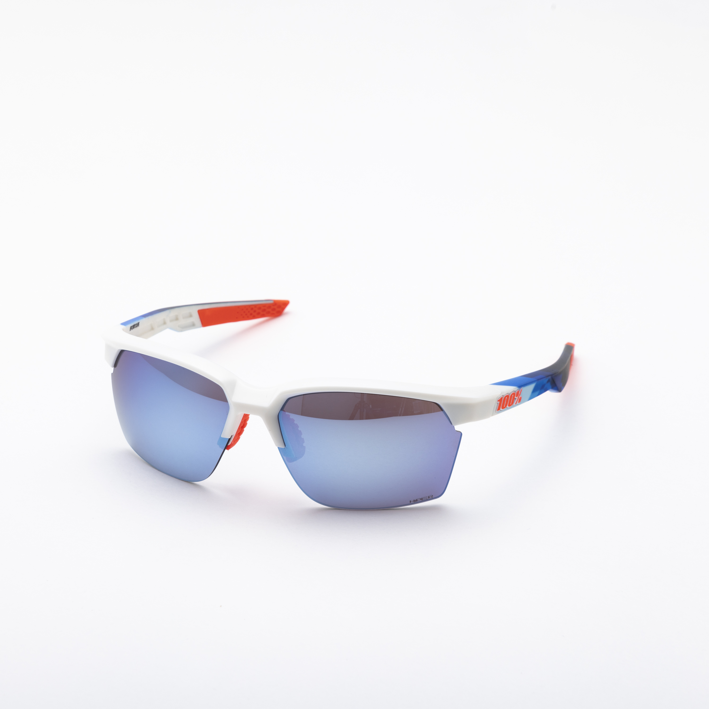 SPORTCOUPE - Polished White/Geo Print Frame with HiPER Blue Multilayer Mirror Lens