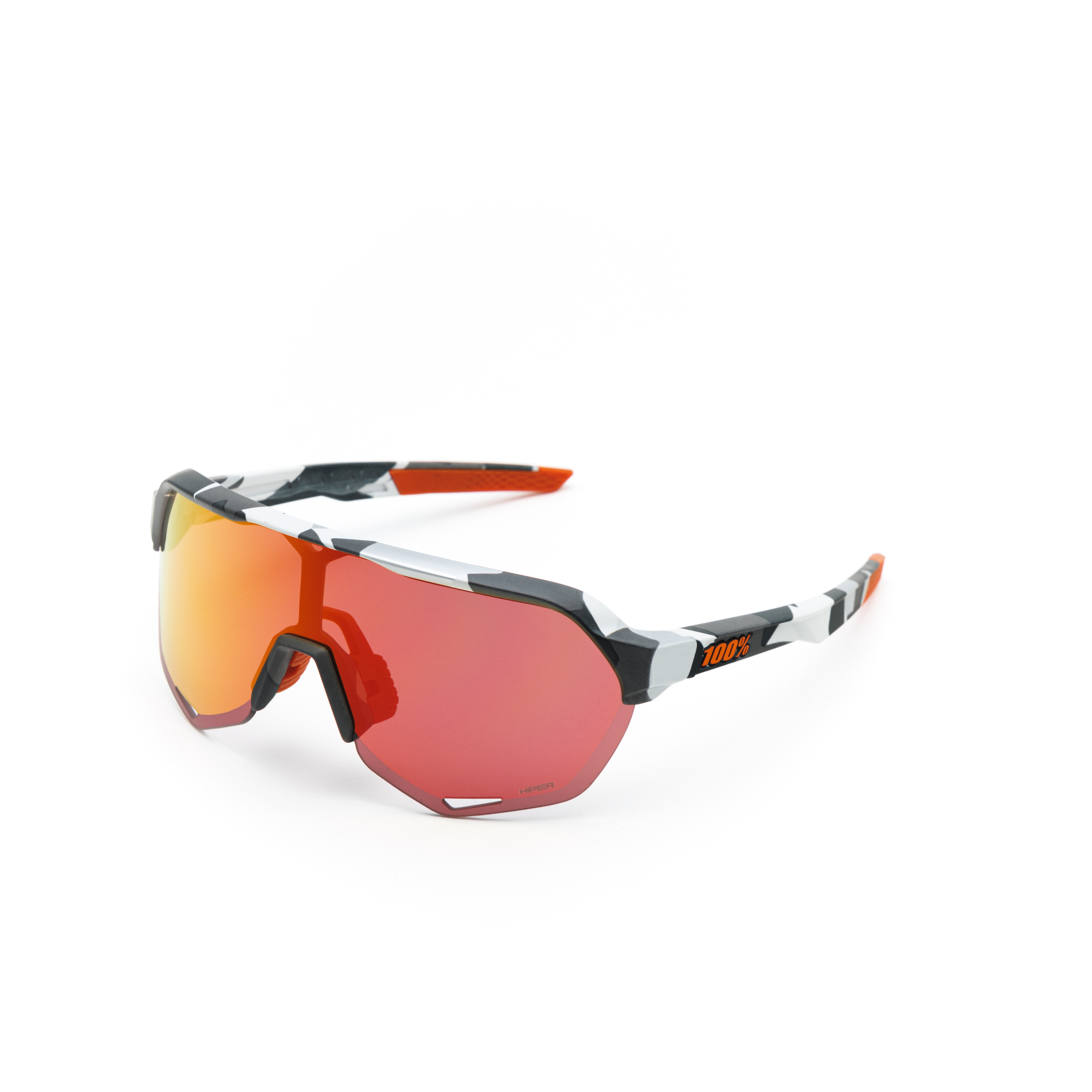 S2 - Soft Tact Grey Camo / HiPER Red Multilayer Mirror Lens